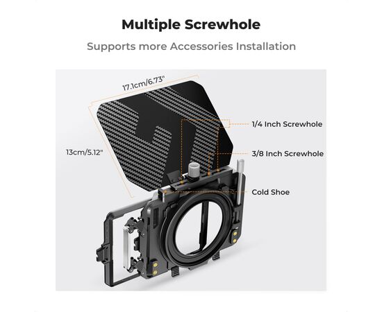 K&F CONCEPT Kit Matte Box + 2 Filtros Quadrados ND4 + ND32