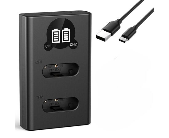 K&F CONCEPT Carregador Duplo para Baterias Sony NP-BX1