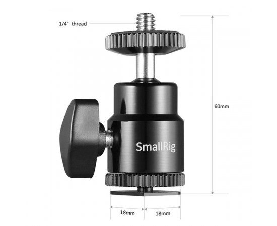 SMALLRIG Mini Cabeça de Bola 2059 com Fixação em Sapata (2 Unidades)