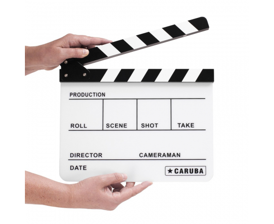 CARUBA Claquete de Cinema Profissional Director Branco 24.5x30cm